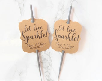 20 Let Love Sparkle | Sparkler Tags | Wedding Favors | Wedding Favor Tags | Custom Tags | Party Favor Tags