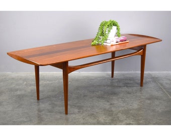 Sculptural Solid Teak Danish Coffee Table by Kindt-Larsen for France & Daverkosen - Long!