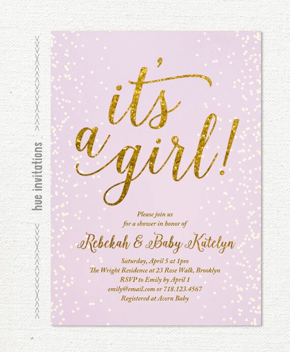 it's a girl purple and gold glitter baby shower