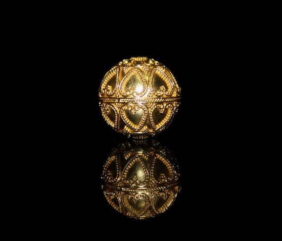 Download Large 24mm Gold Vermeil Bali Granulation Bead 24 Carat Gold