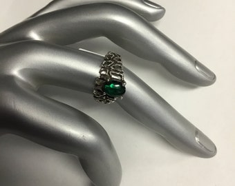 Vintage Sterling Silver Tourmaline Ring Size 5.5