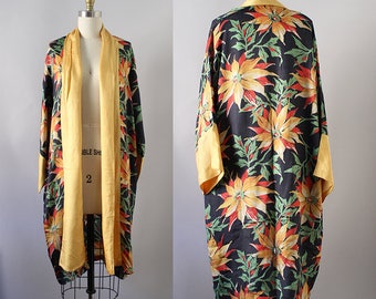 1920s Floral Robe / Vintage Antique 20s 30s Art Deco Kimono