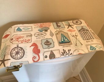 Toilet Tank Topper | Toilet Tank Runner | Bathroom Decor | Beach Bathroom Decor | Nautical Decor | Bathroom Linens | Toilet Tank Cover