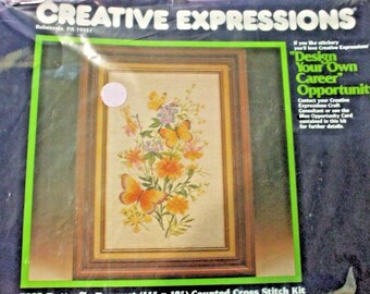 Creative Expressions 7833 Butterfly Bouquet 11 x 18 Counted Cross Stitch Kit NIP
