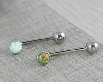 Christina internally threaded titanium opal barbell