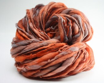 Handspun Merino Yarn Thick and Thin Slub TTs(tm) Hand dyed Self Striping miniLR 28b