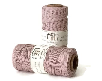 Hemp Cord, Powder Pink, 1mm, Macrame Hemp Twine, Gift Tag String, Colored Hemp Craft Cord, Bead Cord