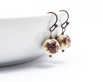 Beaded Earrings, Floral Beaded Earring, Dangle Earring, Gift For Her, Delicate Earrings, Gift for Wife, Gift for Women, Jewelry for Her