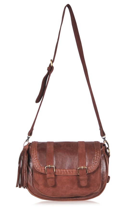 EVERMORE SMALL. Brown leather cross body purse / crossbody