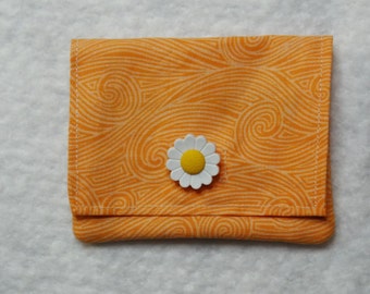 Orange swirl fabric credit card holder and cash wallet