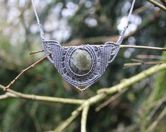 Macrame Necklace Moss Agate