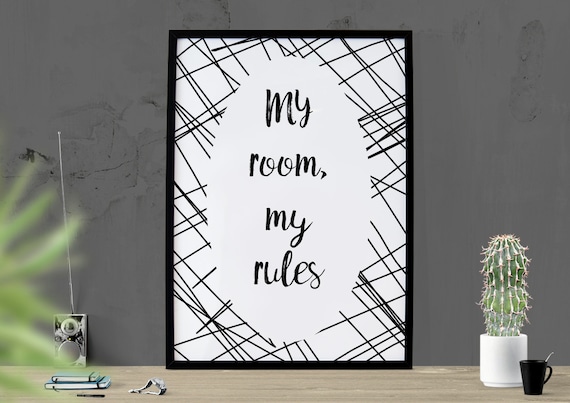 my room my rules printable poster teen art teen boy gift decor