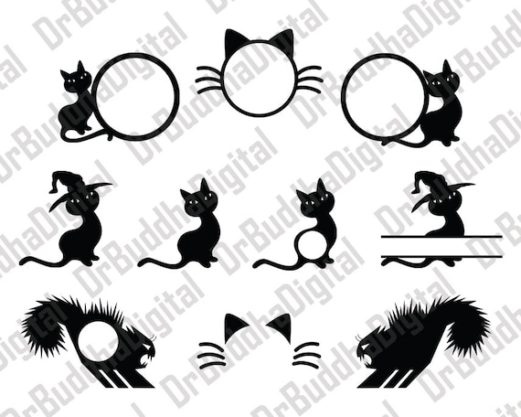 Download Halloween Cat Monogram Frame SVG Collection Halloween Cat