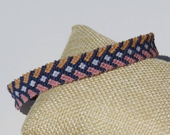 dark blue, light orange and pink Friendship Bracelet