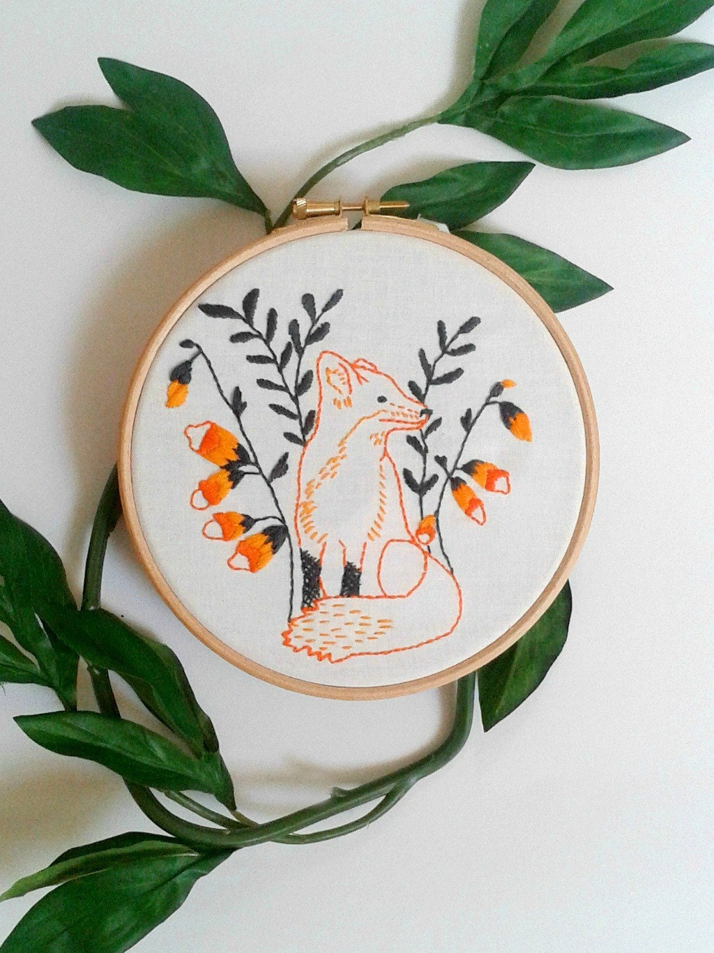 Download Fox embroidery pattern. PDF pattern. Printable. Woodland