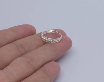 Bead Sterling Silver Toe Ring, Boho Ring, Adjustable Ring, Midi Ring, Stacking Ring, Sterling Silver Jewelry