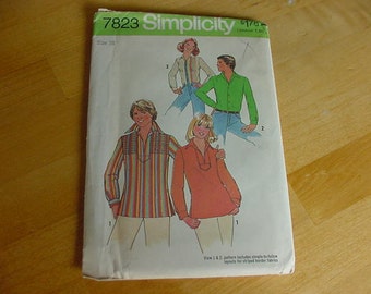 1970s Simplicity Pattern 7823, Mens Shirt, Pullover Top, Size 38, Uncut, Vintage, 2 Styles
