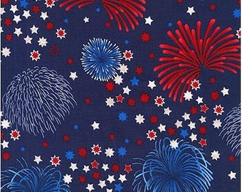 Americana Fireworks on Navy Blue from Robert Kaufman's Patriots Collection