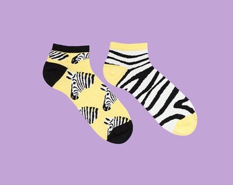 Marty short socks, Zebra Socks, Yellow Socks,Summer Socks for Men and Women