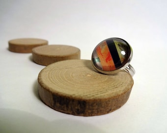 Orange and black - graphic ring 16mm