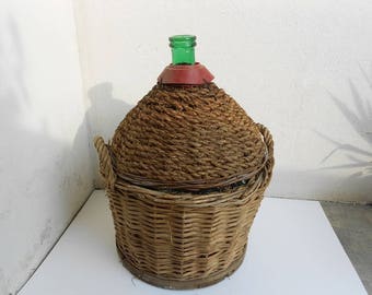 Italienischem Glas, Portwein, große Größe, mit Stroh, Korb
