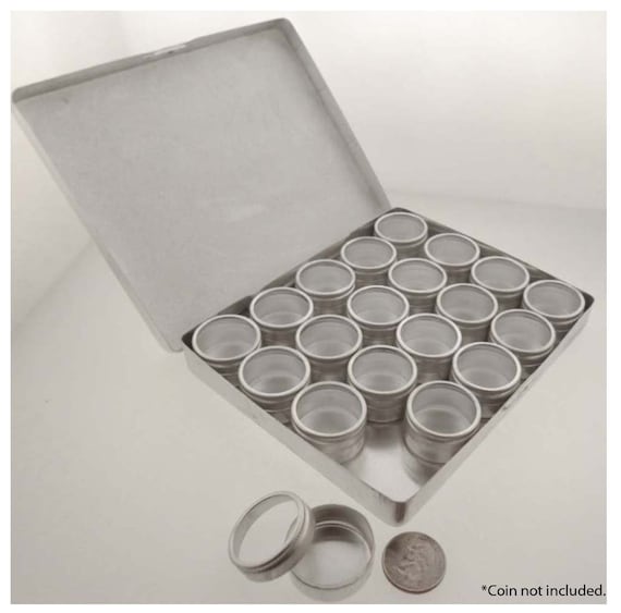 20 Piece 1-1/4 Inch Diameter Aluminum Gem Jars With Glass Lids