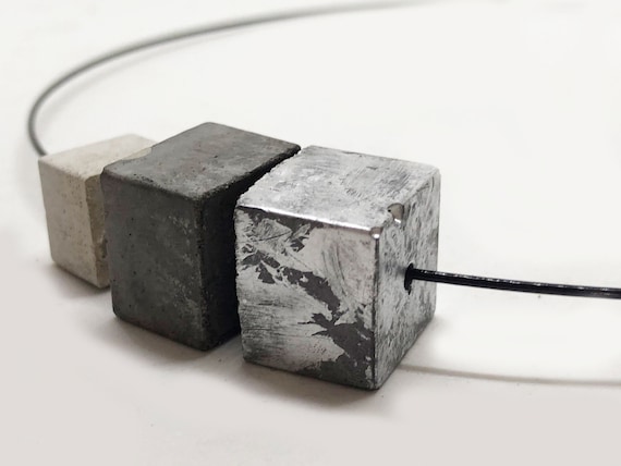 Choker Chain Necklace Concrete Jewelry Silver Concrete Minimalist Design gift for women