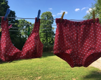 Vintage Bikini , red and white polk a dot, 1970's Size 10