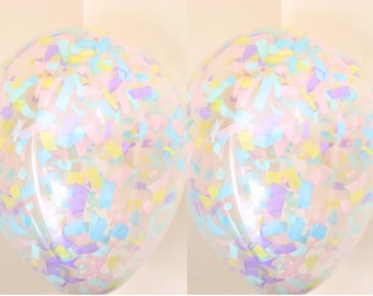 5 unicorn Confetti filled balloons,balloon bouquet unicorn party, for weddings babyshower birthdays parties 11"
