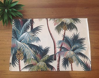 Placemats, Tropical Decor Hawaiian Decor, Set of 2 Palm Tree Placemats Palms Coastal Decor Hawaiian Style. Beach House Decor