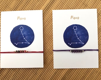 Necklace pisces with card-signs of the Zodiac-contrails horoscopes-Several stones to choose-Also in English