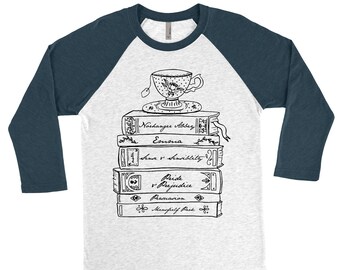 Jane Austen Book Lovers Baseball Tee / Pride and Prejudice / Emma / Sense and Sensibility /