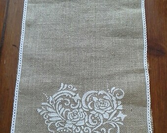 table runner Burlap, lace 120 cm