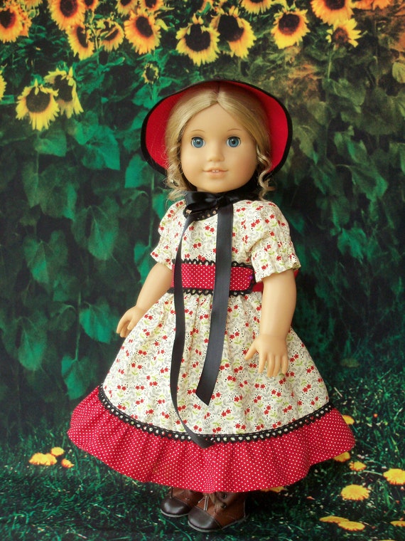 Like American Girl Doll Clothes / Historical Prairie Girl Gown & Bonnet for 18 " Dolls / 18 Inch Doll Clothes