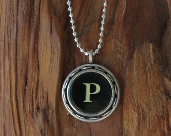 The Letter P Vintage Typewriter Key Necklace Pendant