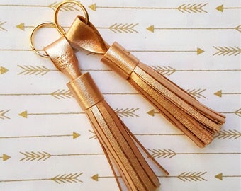 Rose Gold Metallic Leather Tassel