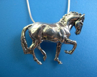 Dressage horse necklace STERLING SILVER pendant and chain Equestrian jewelry