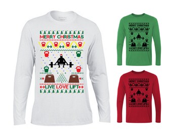 Live, Love, Lift Merry Christmas Sweater, Xmas sweater, Xmas,Funny Christmas Sweater, Ugly Christmas Sweater, Weightlifting Sweater
