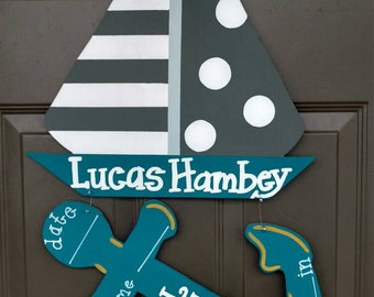 Sailboat with Anchor Hospital/Nursery Door Hanger
