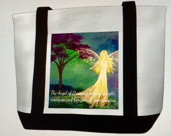 Canvas Tote Bag with The Angel of Dreams Original Artwork