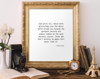 Roald Dahl Quote Printable, Watch with glittering eyes, 8x10 Instant Download, Inspirational Art, Wall Art, Home Decor, Roald Dahl Print