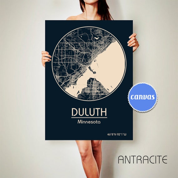 DULUTH Minnesota CANVAS Map Duluth Minnesota Poster City Map   Il 570xN.1127290802 Fy5x 