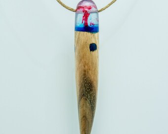 Wood, resin and hemp pendant