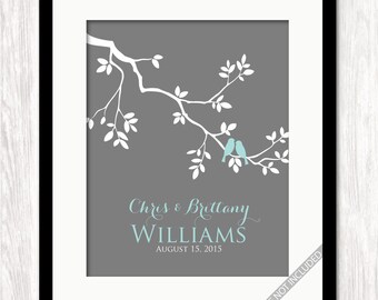 Personalized Wedding Tree Branch, Love Birds on Branch, Bride Groom Names Wedding Date, Gift for Bride Groom, Wedding Gift, Anniversary Gift