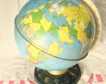Vintage Metal Globe • Ohio Art Co Globe • Desktop Globe Zodiac