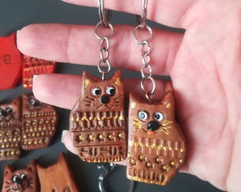 Couples Keychain Set, polymer clay cats, cat, cats, keychain, pair of cats, gift, gift for couple, keychains, cats charms, cute cats, kitten
