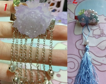 Chinese Sliver Purple Flower and Sliver Rainbow Flowers Hair Accessories Hair Clip Hair Comb Hair Stick Hair Pins