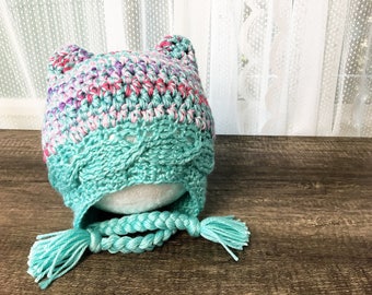 Kabled Kitty Kap (Aqua Blue) (Pre-made, Ready to Ship!)