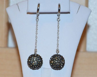 Gray Rhinestone Crystal Pave Earrings: 14mm