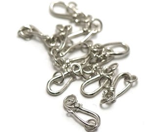10 to 20 x 6 mm silver hook clasps